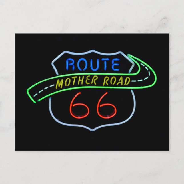 Route 66 "Mutterstrasse" Neon-Zeichen Postkarte (Vorderseite)