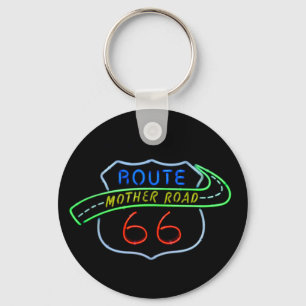 Route 66, Mutterstrasse, Neon-Zeichen Schlüsselanhänger