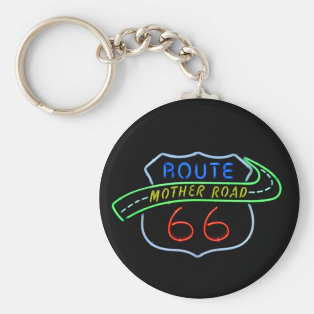 Route 66, Mutterstrasse, Neon-Zeichen Schlüsselanhänger (Vorne)
