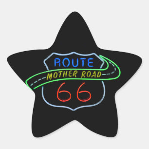 Route 66, Mutterstrasse, Neon-Zeichen Stern-Aufkleber