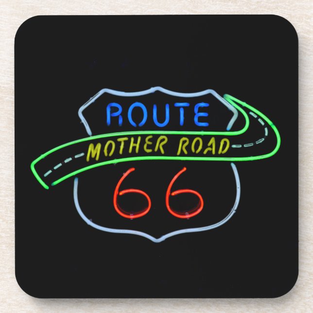 Route 66, Mutterstrasse, Neon-Zeichen Untersetzer (Vorderseite)