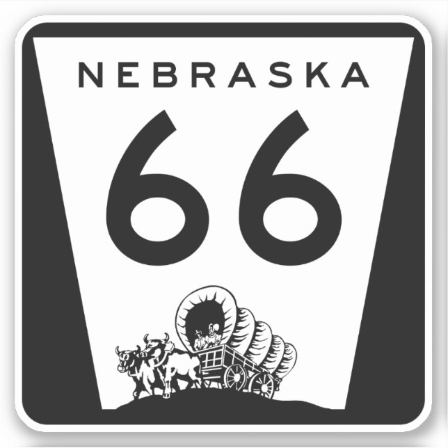 Route 66 Nebraska Reisezeichen Aufkleber (Vorderseite)