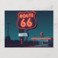 Route 66 Neon-Motel Nacht-Reise-Kunst