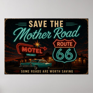 Route 66 Neon-Motel-Nächte Poster