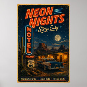 Route 66 Neon-Motel-Träume Poster