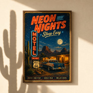 Route 66 Neon-Motel-Träume Poster