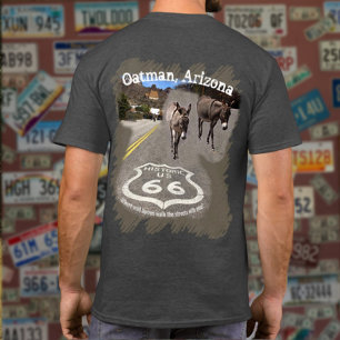 Route 66 Oatman AZ Burros auf Street Back Design T-Shirt