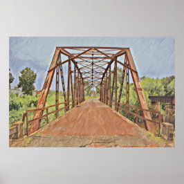 Route 66 Oklahoma Rock Creek Bridge Wasserfarbe Poster