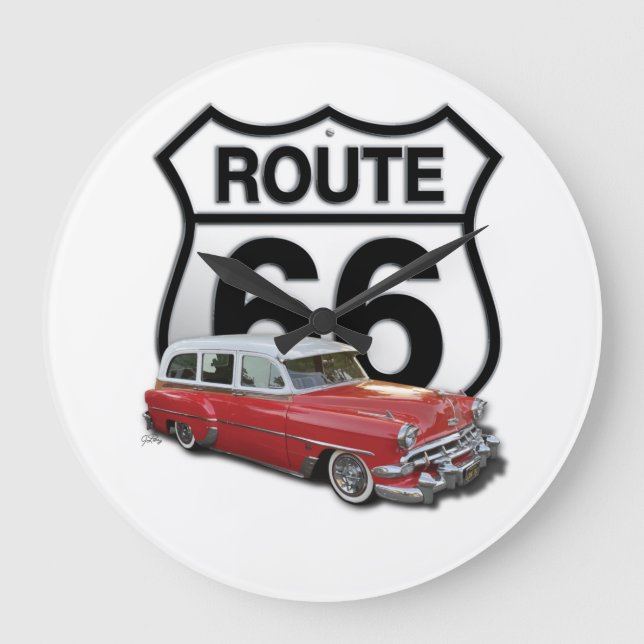 Route 66 Oldtimer Große Wanduhr (Vorderseite)