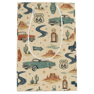 Route 66 Oldtimer Retro-Geschenk Kunst Mittlere Geschenktüte