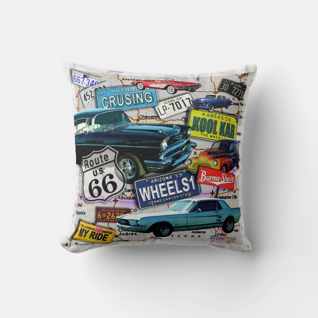 Route 66, Oldtimer, Roadtrips Kissen (Vorderseite)