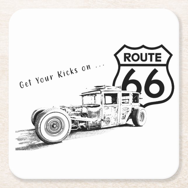 Route 66 Papier Untersetzer (Vorderseite)