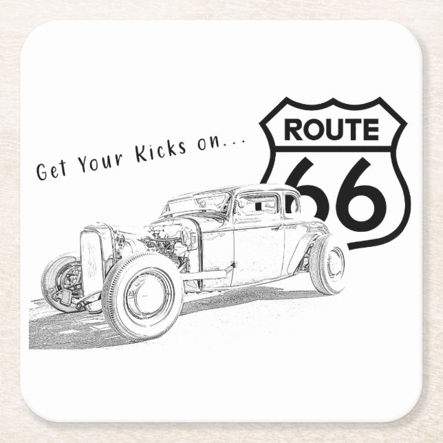 Route 66 Papier Untersetzer (Vorderseite)