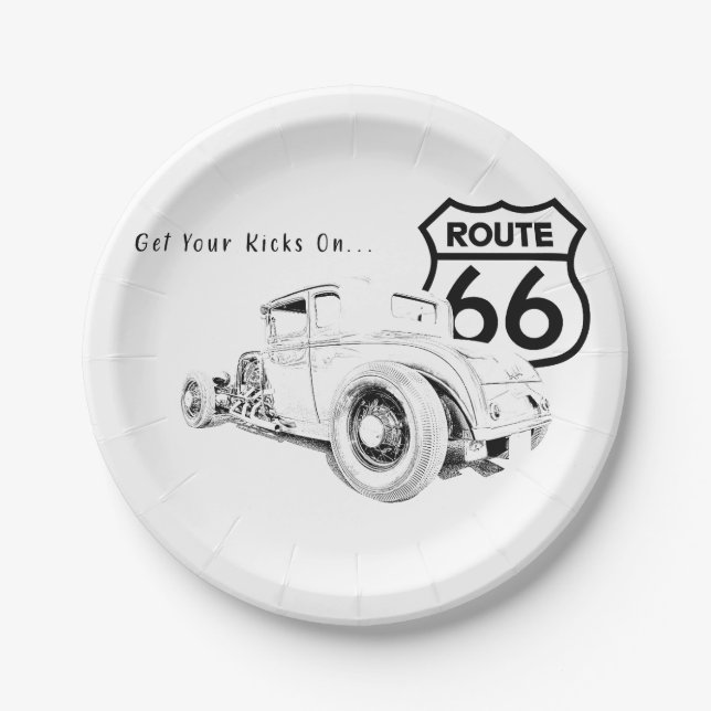 Route 66 Papierplatte Pappteller (Vorderseite)
