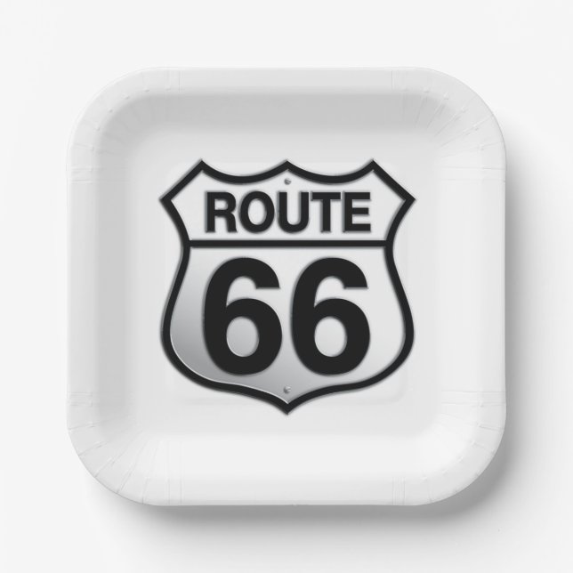 Route 66 Papiertafel Pappteller (Vorderseite)