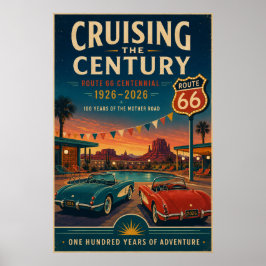 Route 66 Poolside Centennial Cruise Wandkunst Poster