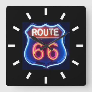 Route 66 quadratische wanduhr