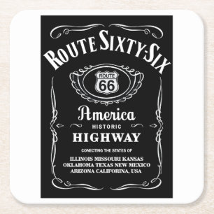 Route 66 rechteckiger pappuntersetzer
