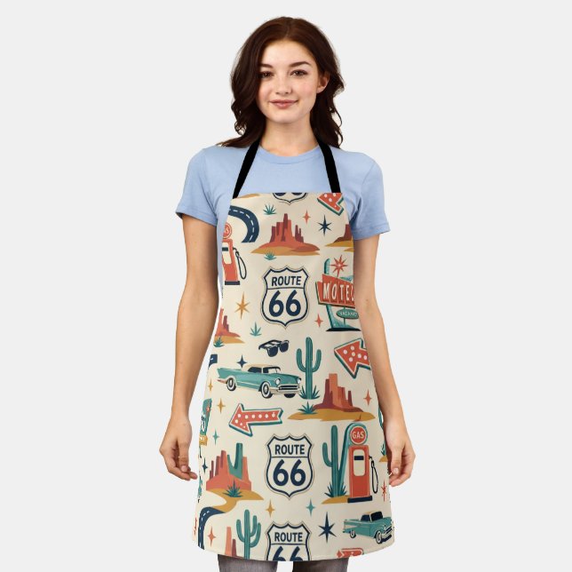 Route 66 Retro-Kochausflug Schürze (Getragen)