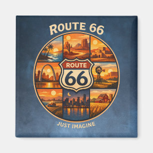 Route 66 Retro-Reisecollage-Kunst Magnet