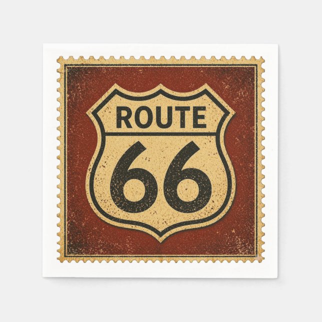 Route 66 Retro-Shield-Diner-Party-Tischstil Serviette (Vorderseite)