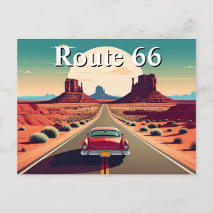 Route 66 Retro Vintage Car Wüste Travel Postkarte