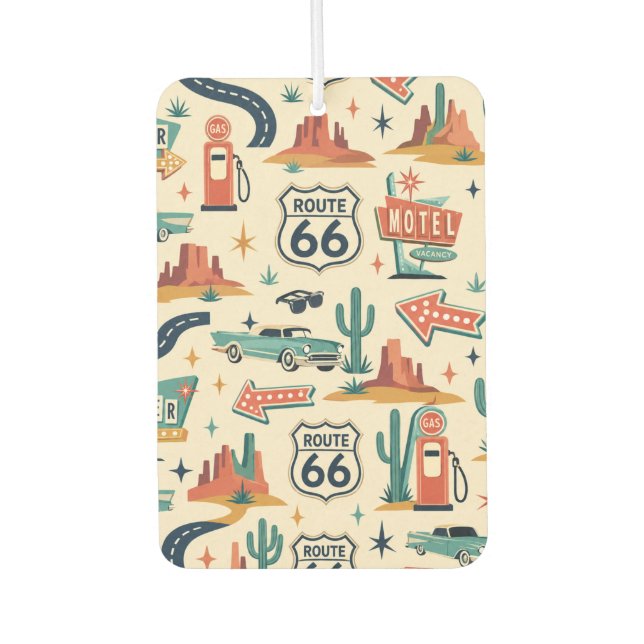 Route 66 Retro Wüstenstraßen-Trip Autolufterfrischer (Vorderseite)