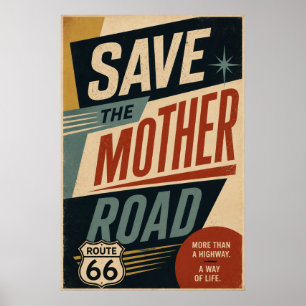 Route 66 Rette Mother Road Vintage-Wanddekoration Poster