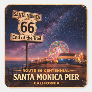 Route 66 Riesenrad Reise-Souvenir Quadratischer Aufkleber