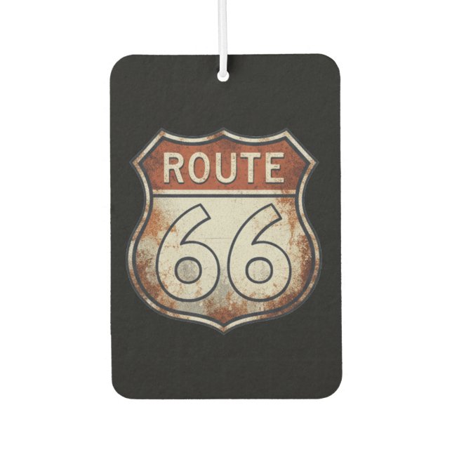 Route 66 rostiges Straßenschild Autolufterfrischer (Vorderseite)