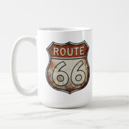 Route 66 rostiges Straßenschild Kaffeetasse