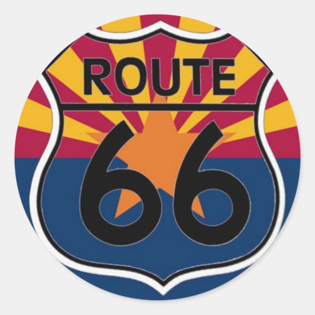 Route 66 runder aufkleber (Vorderseite)