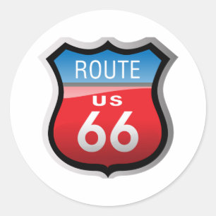 Route 66 runder aufkleber
