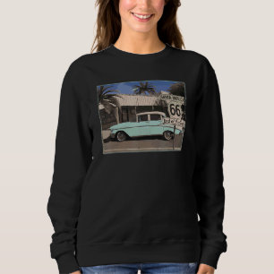 Route 66 Santa Monica Kalifornien Vintage-Postkart Sweatshirt