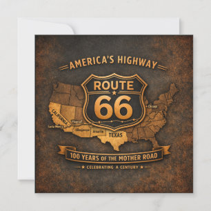 Route 66 Schreibwaren Vintage-Karte Roadtrip-Notiz Einladung