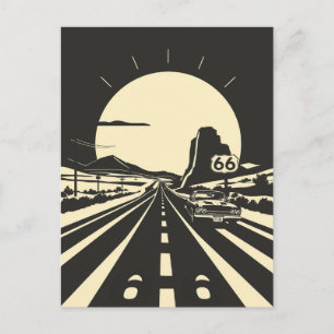 Route 66 Schwarz-Weiß-Minimalist-Klassiker Postkarte