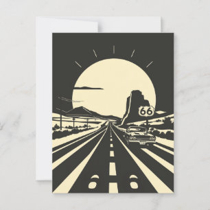 Route 66 Schwarz/Weiß Minimalistisch Classic Postkarte