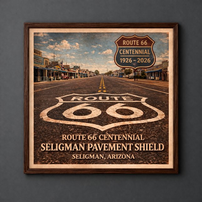 Route 66 Seligman Pavement Shield Poster (Von Creator hochgeladen)