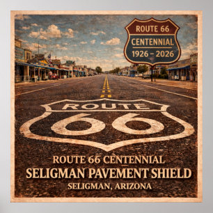 Route 66 Seligman Straßenmarkierungsschild Poster