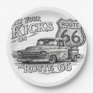 Route 66 Servietten Pappteller