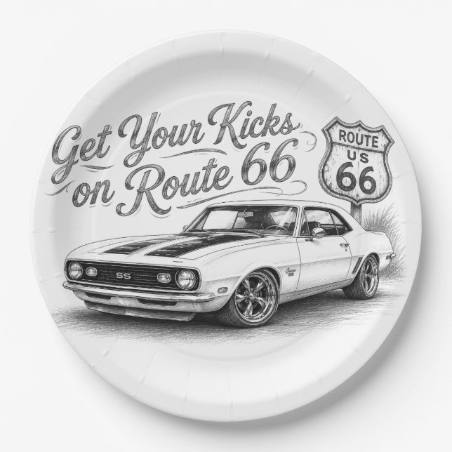 Route 66 Servietten Pappteller (Vorderseite)