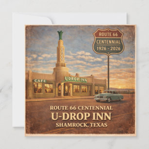 Route 66 Shamrock Texas Vintage Roadside Notiz Einladung