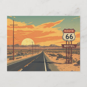 Route 66 Sonnenuntergang Vintage-Straße Reise Kuns Postkarte
