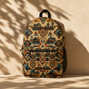 Route 66 Southwest Motorrad-Tapisserie Bedruckter Rucksack