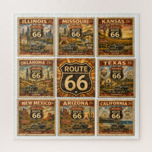 Route 66 Spiel Nacht State-Stempel-Mosaik Puzzle