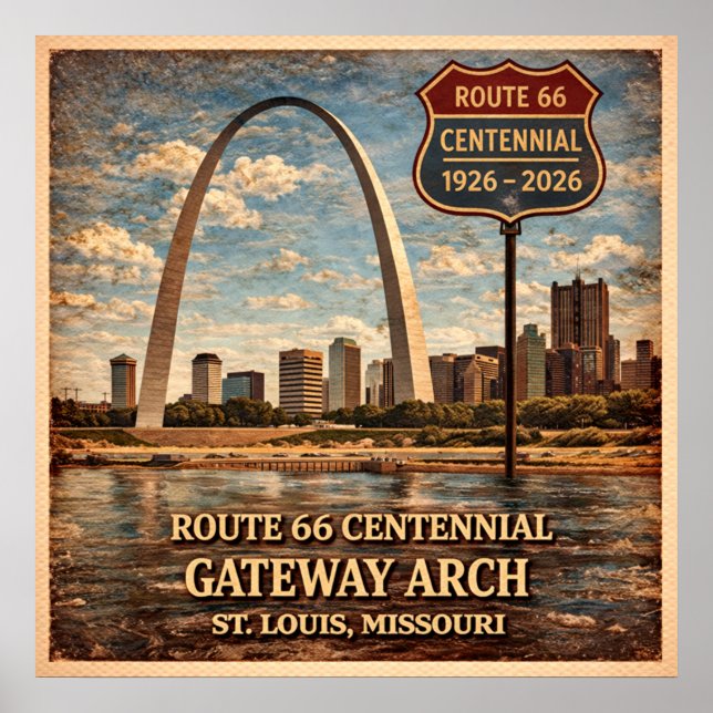 Route 66 St. Louis Gateway Arch Poster (Vorne)