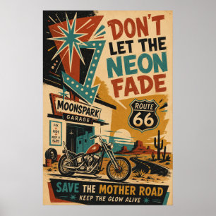 Route 66 Starburst Pfeil Motorradgarage Poster
