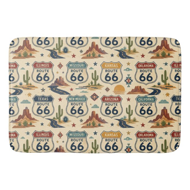 Route 66 State Shield Badezimmer-Dekor Badematte (Vorderseite)