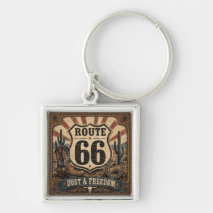 Route 66 Staub Freiheit Vintage Western Taschenzub Schlüsselanhänger