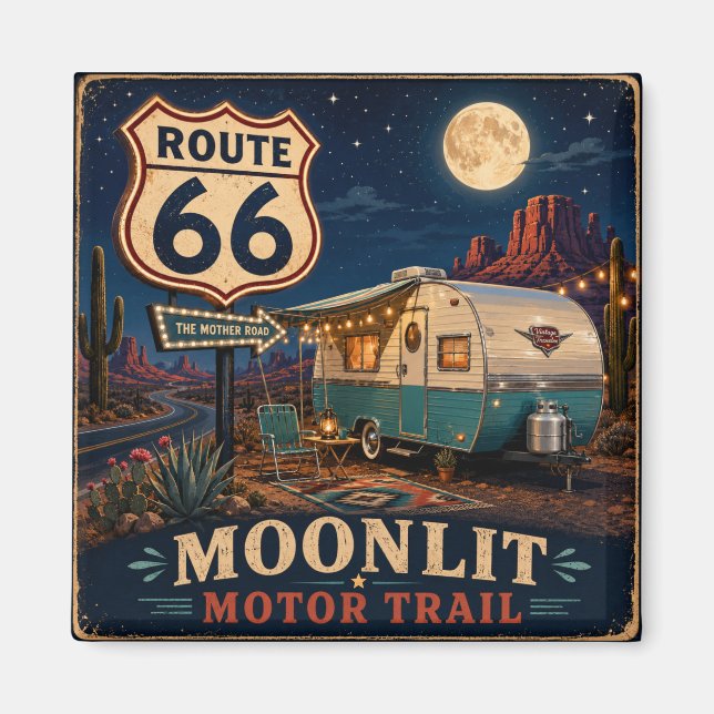 Route 66 Sternennacht Reise-Essential-Geschenk Magnet (Vorne)
